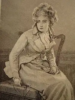 Jeune fille affublée de l'habit d'amazone de la grand-mère par R. G. Leslie (1871, no&nbsp;26)