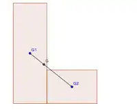 Centre de masse après un premier découpage.