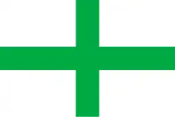 Drapeau de la république des Florides représentant une croix verte sur un fond blanc