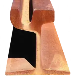 Image d'un rail moderne de tramway, type Broca