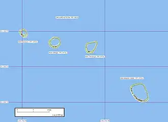 Carte des atolls composant le groupe Actéon.