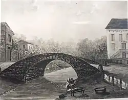 Pont en pierre remplaçant le pont en bois sur l'estey de Bègles.