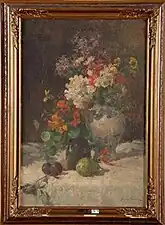 Nature morte aux fleurs et aux fruits.