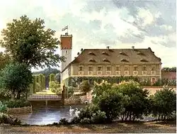 1860 Manoir de Schlanz/Krzyzowice à 6&nbsp;km de Kobierzyce en Pologne. 2014, ce manoir est restauré. Propriété de Benno von Tschirschky-Reichell (1810-1878)