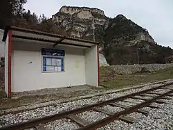 Halte de Rigaud-le-Cians sur la partie de la ligne située dans les Alpes-Maritimes.