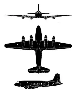 Description de l'image Handley Page Hastings C1 3-view silhouette.jpg.