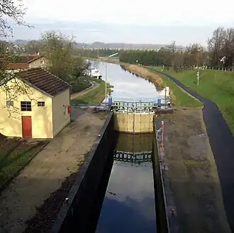 L'écluse de Harskirchen sur le canal des Houillères