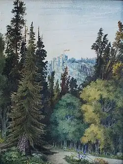 Aquarelle tardive de C. W. Hase, datée du 31 octobre 1893 près de Baden-Baden (collection particulière)