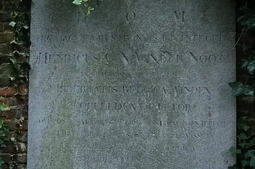 La pierre tombale de d'Henri van der Noot à Strombeek.