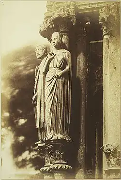 Grandes statues sur le porche nord, cathédrale de Chartres (1852).