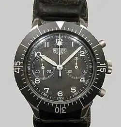 Montre chronographe Carrera, Heuer, pour pilotes d'avion avec la fonction flyback.