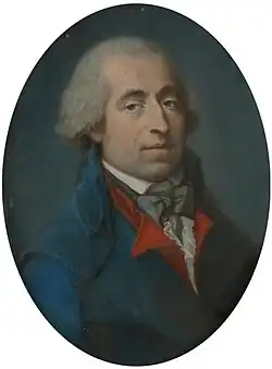 Portrait d'un homme en tenue de révolutionnaire (1794), pastel sur papier bleu, 40,4&nbsp;×&nbsp;31,5&nbsp;cm, localisation inconnue.