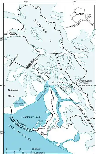carte de la Yakutat Bay.