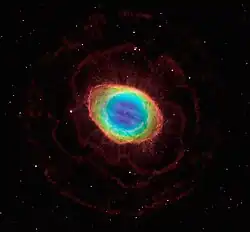 Image de la nébuleuse de la Lyre, une nébuleuse planétaire, similaire à celle que produira le Soleil.