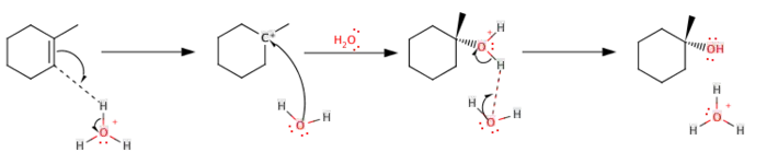 Mécanisme de l'hydratation d'un alcène