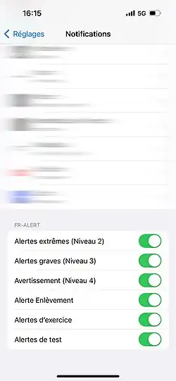 Paramétrage sur iPhone