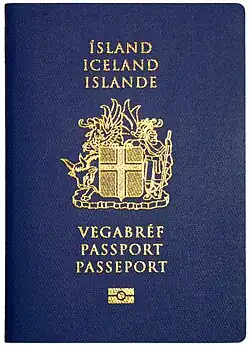 Couverture d'un passeport islandais