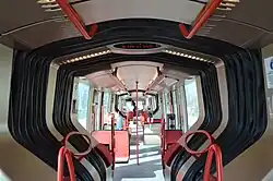 Vue de l'espace intérieur d'un Translohr.