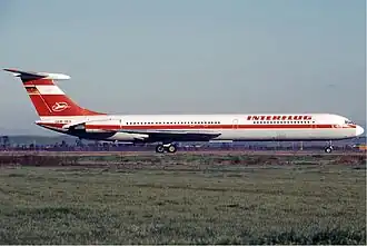 Un Iliouchine Il-62 d'Interflug, similaire à celui impliqué dans l'accident.