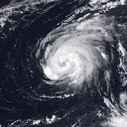 L'ouragan Iris à son pic d'intensité au nord-est des Petites Antilles le 31 août 1995