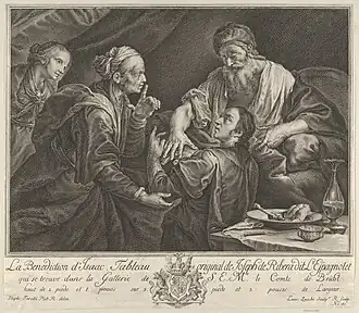 Isaac bénissant Jacob, feuille: 31 × 35,8&nbsp;cm, Metropolitan Museum of Art, New York .