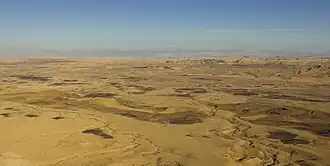 Vue aérienne du makhtesh Ramon.