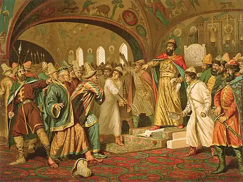 Ivan III de Russie déchire la missive du khan.