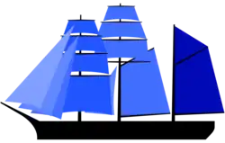 Trois-mâts goélette à huniers.