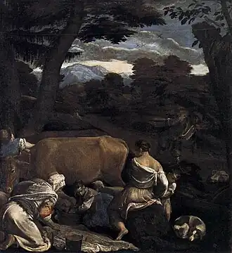 Jacopo Bassano, v. 1560. Pastorale, 139 × 129 cm. Musée Thyssen-Bornemisza, Madrid.