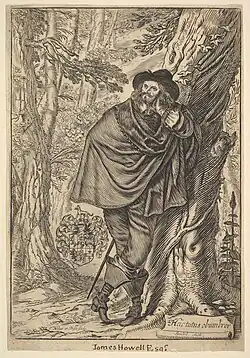 James Howel dans une forêt (1641), gravure.