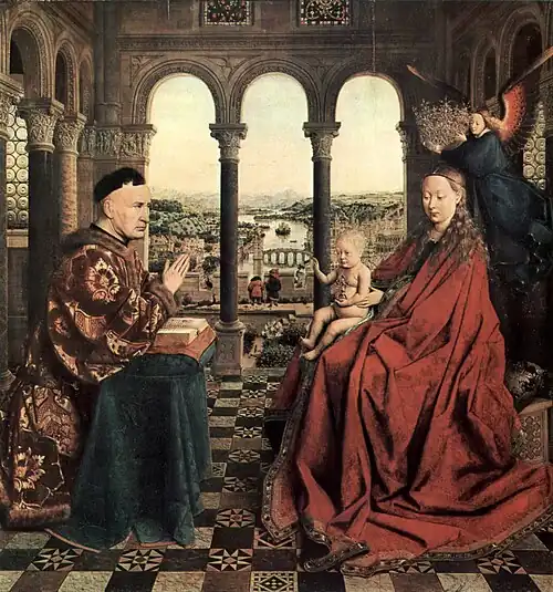 La Vierge du chancelier Rolin,Jan van Eyck,huile sur panneau, ~1435.