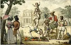 Les sauteurs en face les Variétés (v. 1820), musée national de l'Éducation.