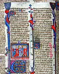 Page illustrée de miniatures du Liber sextius decretalium