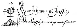 Signature de Jeanne de Jussie