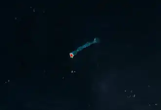 Image satellite de Jemo et sa crête sous marine.