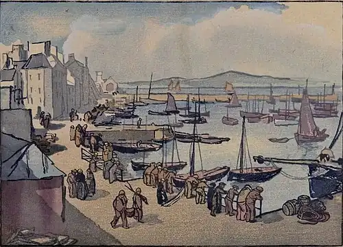 Le Port de commerce de Douarnenez (1924), 23&nbsp;×&nbsp;31&nbsp;cm, Paris, BnF.