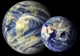 Vue d'artiste de Kepler-69 c par rapport à la Terre.