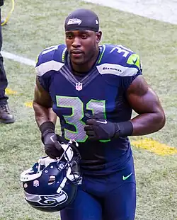 Kam Chancellor joueur des Seahawks de Seattle au poste de strong safety.