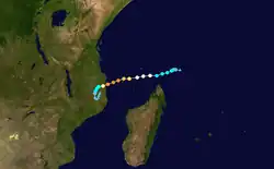 Trajectoire du cyclone Kenneth