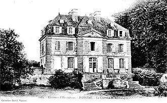 Le château de Kerbalay (construit en 1766) vers 1925 (indiqué à tort situé en Inzinzac par l'auteur de la carte postale).