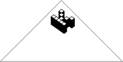Un K majuscule fait de petits cubes en haut d'un triangle