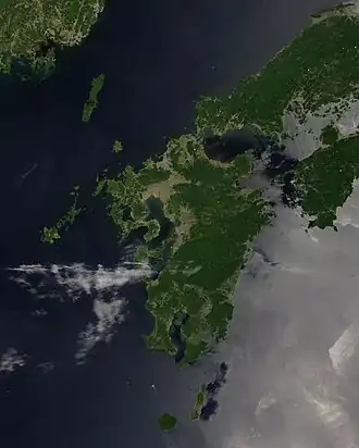Vue satellite de Kyūshū.