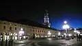 Vue nocturne de la Piazza Ducale.