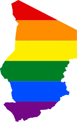 Drapeau LGBT à la forme du Tchad.