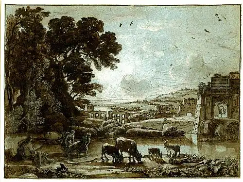 Paysage pastoral avec l'Arche de Titus, Longford Castle.