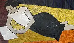 La Lecture, 1954. Huile sur panneau, 73,3 x 122,5 cm.