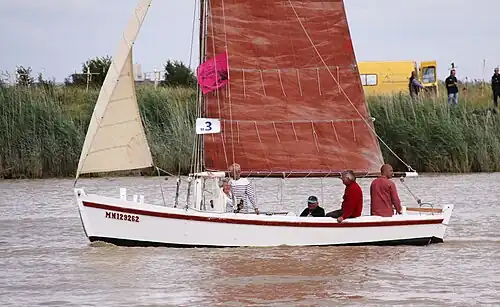 Garcette de ris (cordage sur la voile permettant de la réduire) organisées en bande : ris.