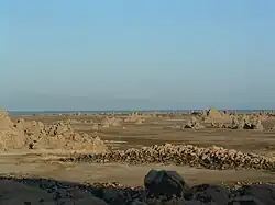 Partie asséchée du lac Abbe en 2005.