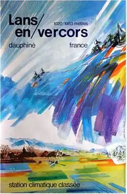 Affiche stylisée de Lans-en-Vercors pour la promotion de la station climatique.