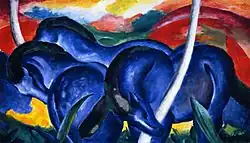 Franz Marc, Les Grands Chevaux bleus (1911, 102&nbsp;×&nbsp;160&nbsp;cm), Minneapolis, Walker Art Center.